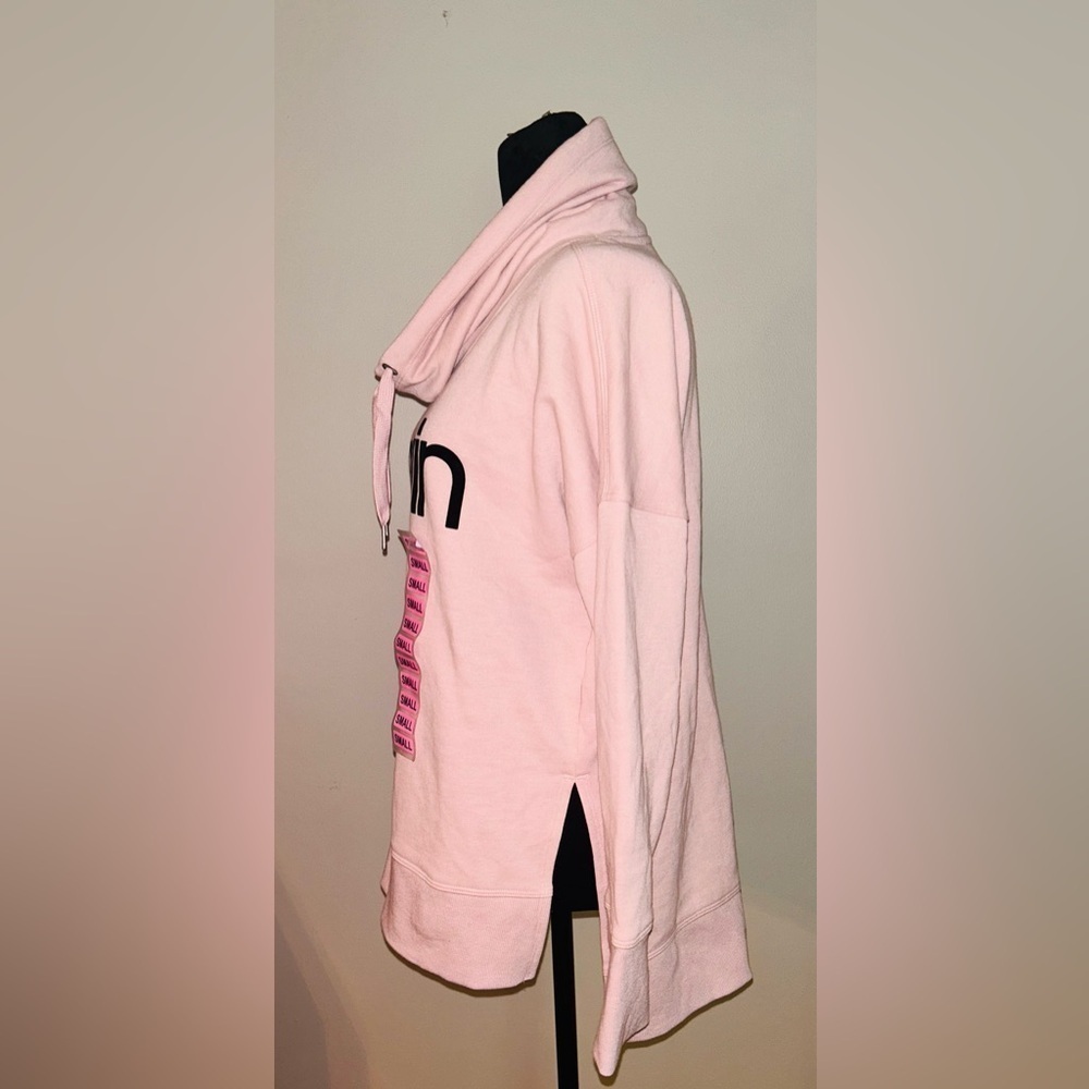 Calvin Klein Cowl Velvet Logo Blush Pink Light Weight Pullover S Mock Neck - Picture 5 of 9